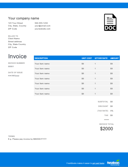 free invoice templates microsoft word